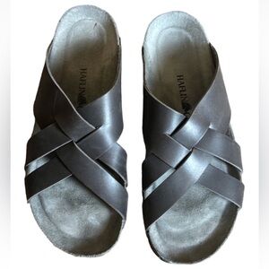 Haflinger Bo slide sandals with cross straps Size 10 Gray